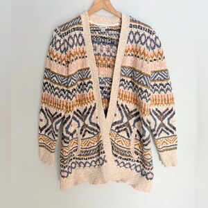 L.L. Bean Women's Cardigan - Cream, Blue, Brown